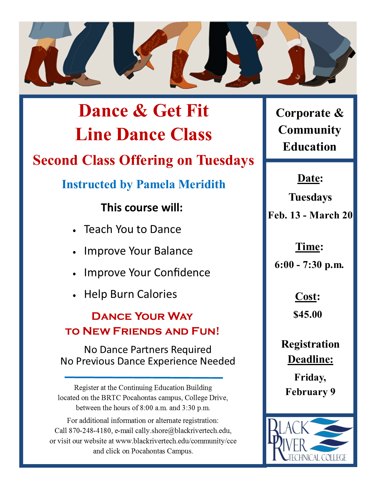 DANCE & GET FIT – LINE DANCE CLASS | Black River Technical College